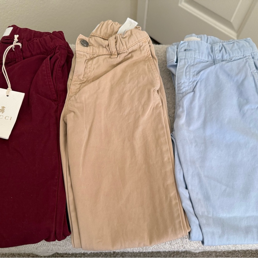 Kids Bottoms Set - Burgundy, Beige, and Light Blue